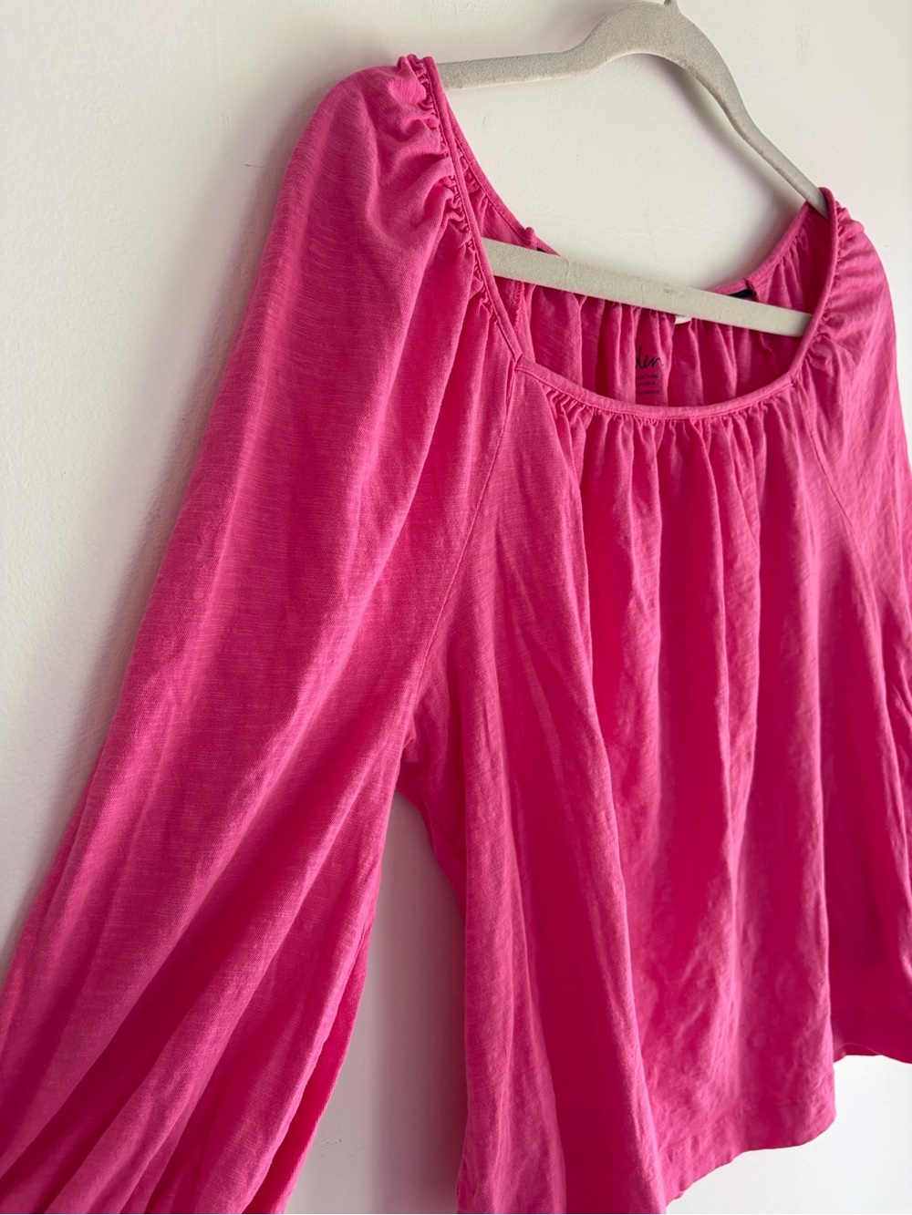 Boden Pink 100% Cotton Knit 3/4 Sleeve Peasant Blouse Size L - Picture 2 of 7